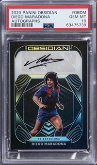 2020-21 Panini Obsidian Autographs #OBDM Diego Maradona Signed Card (#11/20) - PSA GEM MT 10